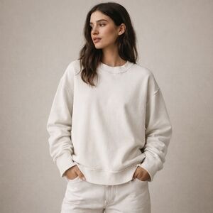 Aerie Oversized Crewneck Sweatshirt Size M Colour White 100% Cotton